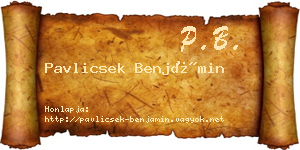 Pavlicsek Benjámin névjegykártya