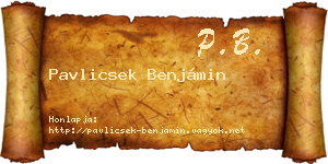 Pavlicsek Benjámin névjegykártya